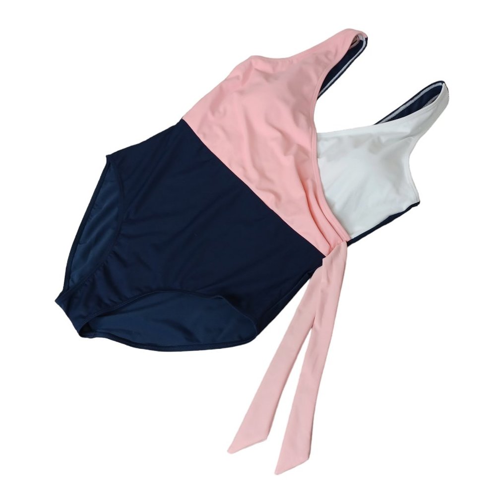 Ynique Colour Block Side Tie One Piece Bathing Suit